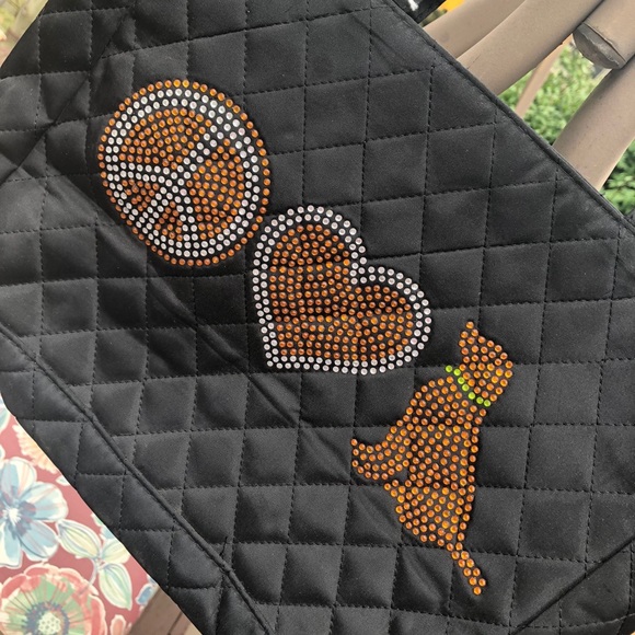 Quilted Medium Black Rhinestone Handbag - Picture 2 of 5